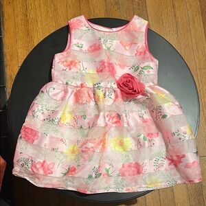 Wonder Nation Pink Floral Kids Dress with Rosette